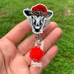 Christmas Cow Badge Holder